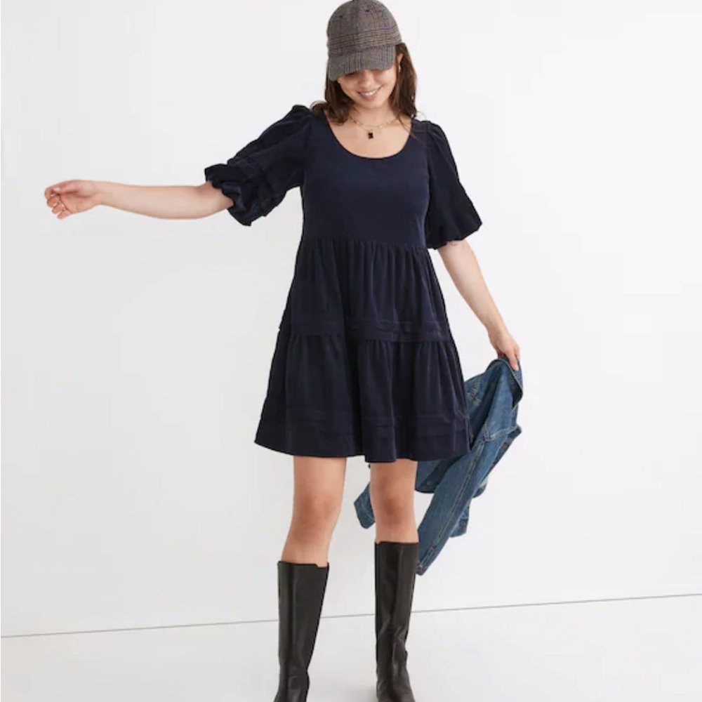 Madewell Midnight Blue Tiered Mini Dress